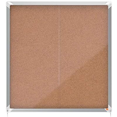 Nobo Bacheca in Sughero ad Ante Scorrevoli con Serratura, 12 x A4, Gamma Premium Plus, marrone, Nobo Bacheca in Sughero ad Ante Scorrevoli con Serratura, 12 x A4, Gamma Premium Plus, marrone,