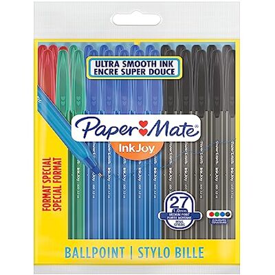 Paper Mate Inkjoy 100ST Penna a Sfera, Punta Media (1.0 mm), Colori per Ufficio Assortiti, 27 Pezzi Paper Mate Inkjoy 100ST Penna a Sfera, Punta Media (1.0 mm), Colori per Ufficio Assortiti, 27 Pezzi