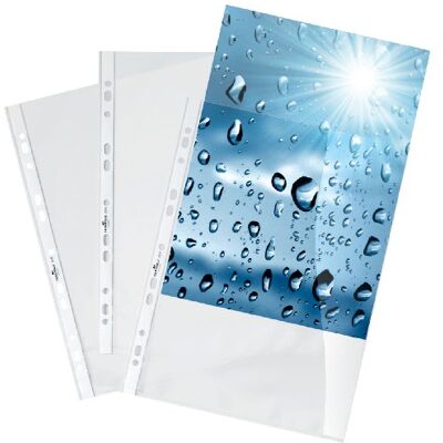 Durable Confezione da 10 buste trasparenti lucide per raccoglitori ad anelli, in polipropilene, foratura universale, formato A4 Durable Confezione da 10 buste trasparenti lucide per raccoglitori ad anelli, in polipropilene, foratura universale, formato A4