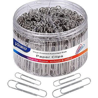 Vinaco Graffette antiscivolo, medie e jumbo (3,3 cm e 5,1 cm), resistenti e antiruggine, graffette rivestite ideali per ufficio, scuola e uso personale Vinaco Graffette antiscivolo, medie e jumbo (3,3 cm e 5,1 cm), resistenti e antiruggine, graffette rivestite ideali per ufficio, scuola e uso personale