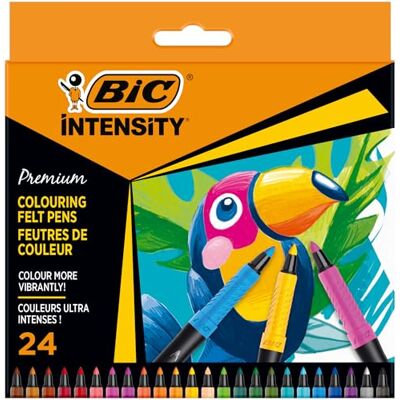 BIC Intensity Premium, Pennarelli Colorati per Disegnare e Colouring Book, 12 Unità, Cancelleria Scuola BIC Intensity Premium, Pennarelli Colorati per Disegnare e Colouring Book, 12 Unità, Cancelleria Scuola