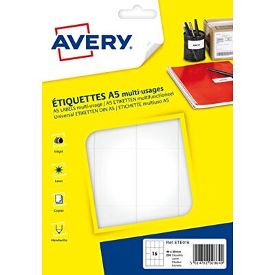Etichette Avery ETE016 - Multiuso fogli A5 - Certificazione FSC Etichette Avery ETE016 - Multiuso fogli A5 - Certificazione FSC