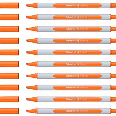 Schneider 10 evidenziatori Shine-Up (tratto 1 + 4 mm, in plastica a base biologica, premiato con l'angelo blu), colore arancione Schneider 10 evidenziatori Shine-Up (tratto 1 + 4 mm, in plastica a base biologica, premiato con l'angelo blu), colore arancione
