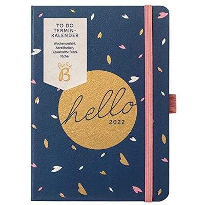BusyB Agenda per appuntamenti da gennaio a dicembre 2022, formato A6, vista settimanale, con note, liste da strappare e tasche, colore: blu navy BusyB Agenda per appuntamenti da gennaio a dicembre 2022, formato A6, vista settimanale, con note, liste da strappare e tasche, colore: blu navy
