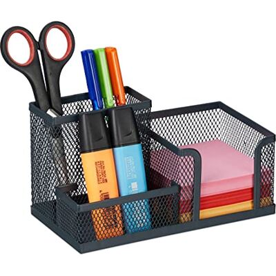 Relaxdays Portaoggetti da Scrivania, 3 Box Portatutto, Design Metallo, Organizer, Portafoglietti, Portapenne, Antracite, Acciaio Relaxdays Portaoggetti da Scrivania, 3 Box Portatutto, Design Metallo, Organizer, Portafoglietti, Portapenne, Antracite, Acciaio