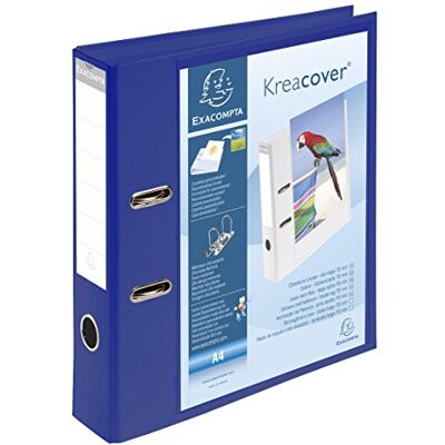 Exacompta Rif. 1 raccoglitore a leva Prem'Touch Kreacover, dorso 70 mm, meccanico 75 mm, dimensioni esterne: 32 x 29 x 7 cm, formato A4, colore blu Exacompta Rif. 1 raccoglitore a leva Prem'Touch Kreacover, dorso 70 mm, meccanico 75 mm, dimensioni esterne: 32 x 29 x 7 cm, formato A4, colore blu