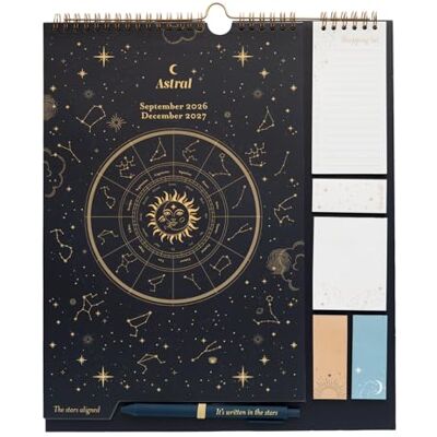 Grupo Erik Calendario Famiglia 2027 Astrale Calendario 2027 da Muro con Penna, Sticky Notes, Shopping List e Stickers Planner Mensile con Spazi per Note, Set 2026 a Dic 2027 (30 x 34 cm) Grupo Erik Calendario Famiglia 2027 Astrale Calendario 2027 da Muro con Penna, Sticky Notes, Shopping List e Stickers Planner Mensile con Spazi per Note, Set 2026 a Dic 2027 (30 x 34 cm)