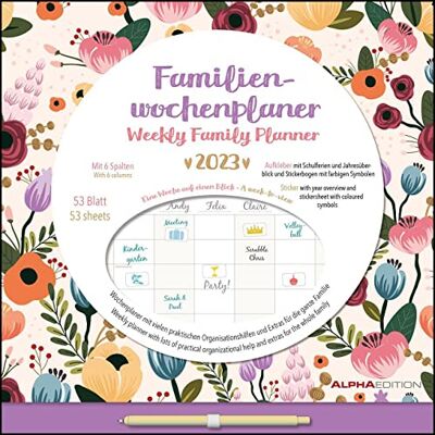 Alpha Calendario settimanale per famiglie Flowers 2023 – Timer per famiglie – Calendario per bambini – Calendario familiare – 30,5 x 30,5 Alpha Calendario settimanale per famiglie Flowers 2023 – Timer per famiglie – Calendario per bambini – Calendario familiare – 30,5 x 30,5