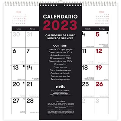 Grupo Erik Calendario 2023 generico Calendario 2023 da parete con certificato FSC, Calendario 2023 con fasi lunari Calendario mensile 30x30cm Calendario 12 mesi, Grupo Erik Calendario 2023 generico Calendario 2023 da parete con certificato FSC, Calendario 2023 con fasi lunari Calendario mensile 30x30cm Calendario 12 mesi,