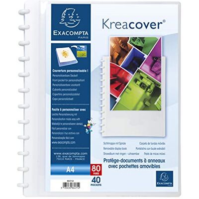Exacompta Cod. 1 Portalistino personalizzabile Kreacover 40 buste rimovibili leggermente goffrate Copertina polipropilene rigida F.to esterno 24,5x31cm per A4 Bianco Exacompta Cod. 1 Portalistino personalizzabile Kreacover 40 buste rimovibili leggermente goffrate Copertina polipropilene rigida F.to esterno 24,5x31cm per A4 Bianco