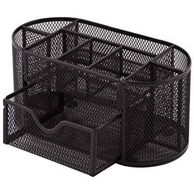 D.RECT Organizer da scrivania portapenne, portapenne, organizer da tavolo in metallo Ripiano da ufficio con porta foglietti in rete 350 x 297 x 275 mm Nero D.RECT Organizer da scrivania portapenne, portapenne, organizer da tavolo in metallo Ripiano da ufficio con porta foglietti in rete 350 x 297 x 275 mm Nero
