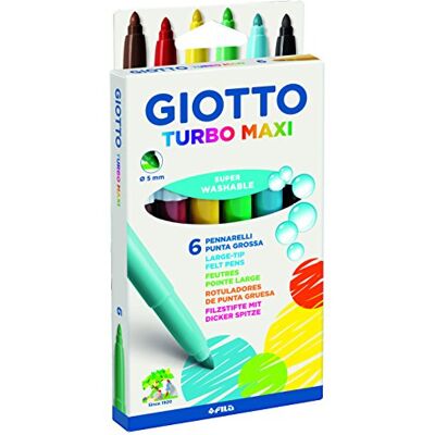 Giotto - Turbo Maxi Giocattolo, Multicolore, 6 count (Confezione da 1), 454000 Giotto - Turbo Maxi Giocattolo, Multicolore, 6 count (Confezione da 1), 454000