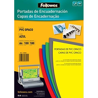 Fellowes 936641 Copertine en PVC 100 pezzi, blu opaco Fellowes 936641 Copertine en PVC 100 pezzi, blu opaco
