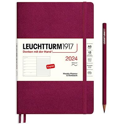 LEUCHTTURM1917 agenda e taccuino settimanale Copertina morbida Medium (A5) 2024, 12 mesi, Port Red, Inglese LEUCHTTURM1917 agenda e taccuino settimanale Copertina morbida Medium (A5) 2024, 12 mesi, Port Red, Inglese