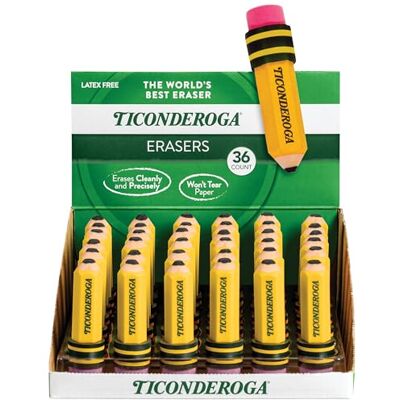 Ticonderoga Gomme, a forma di matita, giallo, confezione da 36 () Ticonderoga Gomme, a forma di matita, giallo, confezione da 36 ()