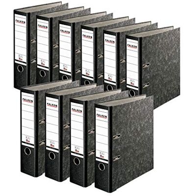 Exacompta FALKEN Recycling Plus Raccoglitore a leva, adatto per documenti A4, dorso 80 mm, etichetta dorso, foro per dito in metallo, confezione da 10, colore: nero Exacompta FALKEN Recycling Plus Raccoglitore a leva, adatto per documenti A4, dorso 80 mm, etichetta dorso, foro per dito in metallo, confezione da 10, colore: nero