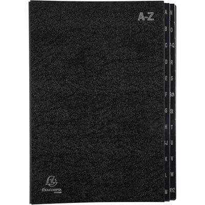 Exacompta Rif. 57024E Cartone da 8 raccoglitori Ordonator copertina rigida interno in carta riciclata linguette plastificate dalla A alla Z 24 scomparti dimensioni 24 x 34 cm nero Exacompta Rif. 57024E Cartone da 8 raccoglitori Ordonator copertina rigida interno in carta riciclata linguette plastificate dalla A alla Z 24 scomparti dimensioni 24 x 34 cm nero