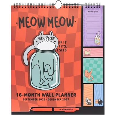 Grupo Erik Calendario Famiglia 2027 Meow Meow Calendario 2027 da Muro con Penna, Sticky Notes, To Do List e Stickers Planner Mensile con Spazi per Note, Set 2026 a Dic 2027 (30 x 34 cm) Grupo Erik Calendario Famiglia 2027 Meow Meow Calendario 2027 da Muro con Penna, Sticky Notes, To Do List e Stickers Planner Mensile con Spazi per Note, Set 2026 a Dic 2027 (30 x 34 cm)