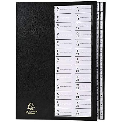 Exacompta Rif. Cartella multiparte con copertina rigida 250 x 330 mm, adatta per documenti A4, 300 gsm Avorio, dorso espandibile, 26 sezioni (etichettato A-Z) Nero Exacompta Rif. Cartella multiparte con copertina rigida 250 x 330 mm, adatta per documenti A4, 300 gsm Avorio, dorso espandibile, 26 sezioni (etichettato A-Z) Nero
