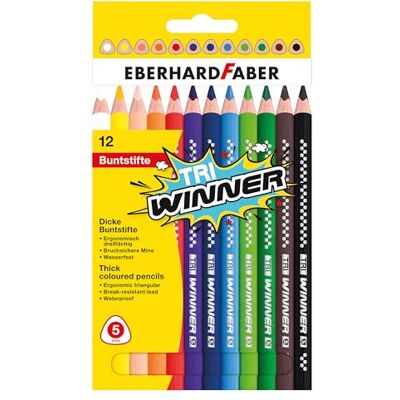 Eberhard Faber 518412 Set di matite colorate TRI Winner, 12 matite colorate infrangibili, forma triangolare Eberhard Faber 518412 Set di matite colorate TRI Winner, 12 matite colorate infrangibili, forma triangolare