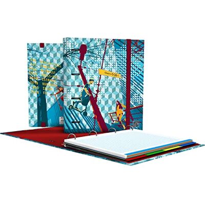 Grafoplás Raccoglitore A4 anelli forati, ricambio fogli a quadretti 5 x 5, divisori, busta trasparente, dorso curvo, cartellino, collezione Diverse, Follow Me Grafoplás Raccoglitore A4 anelli forati, ricambio fogli a quadretti 5 x 5, divisori, busta trasparente, dorso curvo, cartellino, collezione Diverse, Follow Me