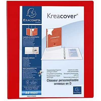 Exacompta 1 Raccoglitore Personalizzabile Kreacover 4 Anelli a D 40 mm Copertina Foderata PP con Tasca Fronte/Dorso/Retro Dorso 64 mm F.to Esterno 28.5x32 cm per A4 Maxi Rosso Exacompta 1 Raccoglitore Personalizzabile Kreacover 4 Anelli a D 40 mm Copertina Foderata PP con Tasca Fronte/Dorso/Retro Dorso 64 mm F.to Esterno 28.5x32 cm per A4 Maxi Rosso