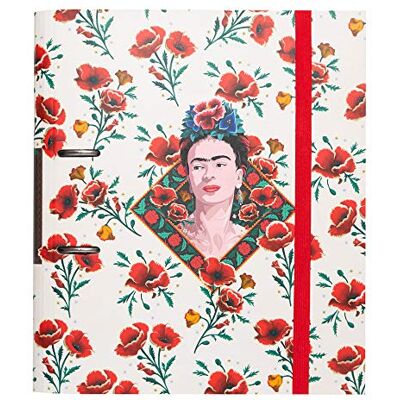 Grupo Erik : Raccoglitore A4 ad anelli Frida Kahlo Flowers, Raccoglitore a 2 anelli con elastico, copertina rigida in cartone,32x27cm / Raccoglitore A4,Cartellina porta documenti con elastico Grupo Erik : Raccoglitore A4 ad anelli Frida Kahlo Flowers, Raccoglitore a 2 anelli con elastico, copertina rigida in cartone,32x27cm / Raccoglitore A4,Cartellina porta documenti con elastico