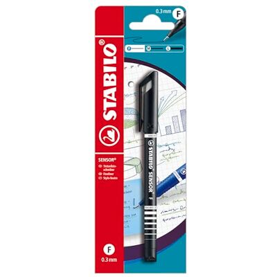 STABILO Fineliner con punta ammortizzata SENSOR F Tratto Fine (0,3 mm), Pack da 1, Nero STABILO Fineliner con punta ammortizzata SENSOR F Tratto Fine (0,3 mm), Pack da 1, Nero