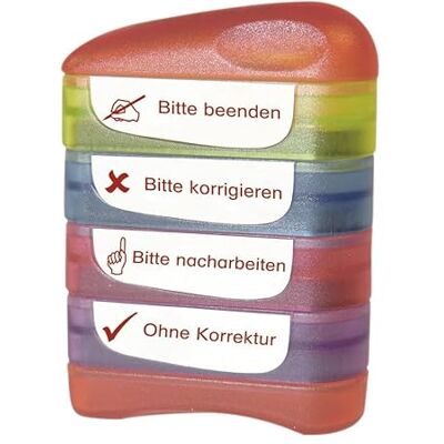 TimeTEX Timbro "Perpetuo" serigrafato 4 in 1 "Si prega di finire" Timbro dell'insegnante ricaricabile per la scuola 40 x 10 mm circa 5000 timbri Colore del timbro: rosso TimeTEX Timbro "Perpetuo" serigrafato 4 in 1 "Si prega di finire" Timbro dell'insegnante ricaricabile per la scuola 40 x 10 mm circa 5000 timbri Colore del timbro: rosso