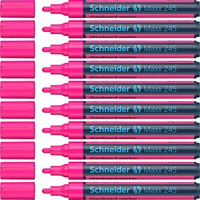 Schneider Maxx 245 Pennarello per superfici in vetro, cancellabile a secco, confezione da 10 pezzi, colore: Rosa Schneider Maxx 245 Pennarello per superfici in vetro, cancellabile a secco, confezione da 10 pezzi, colore: Rosa