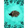 Kate, Katie Notebook: B5 Medium Lined Journal with Numbered Pages and Blank Date on Top   Porcupine Silhouette Floral Design Turquoise