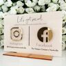 Pahdecor Multi Business QR Code Sign, QR Code Stand, Instagram Facebook App Social Media Logo Plaque, QR Code Sign, Business Logo Sign, Logo Personalizzato, Affari, Segni personalizzati con Logo