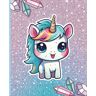 Burkhard, Sydney Blue/Purple Glitter Unicorn Notebook   7.5 x 9.25 Wide Ruled  Fun Notebook for Teens and Children