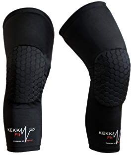 KEKKUPFIT Ginocchiere Basket Compressione Scaldamuscoli per gambe con protezioni sport basket pallavolo portiere calcio pallamano.(L EU)