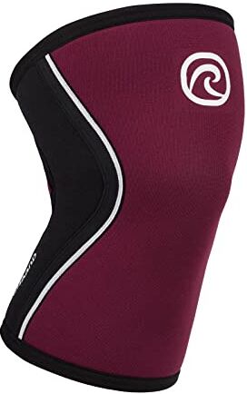 Rehband Benda per ginocchio Powersport, fascia per ginocchio per Cross Fit e allenamento pesante in neoprene da 5 mm, Colore:Bordeaux, Misura:XS