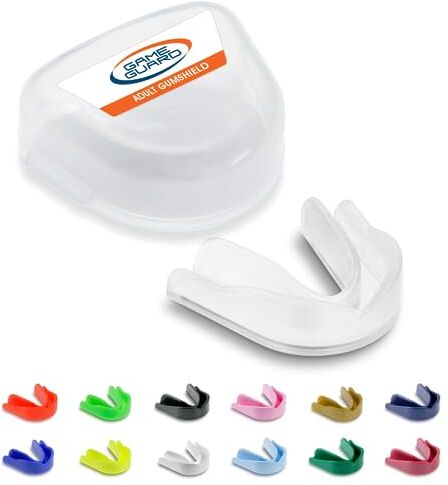 GAME GUARD paradenti/protezione gengivale – Paradenti/protezioni gengivali modellabili Colori a scelta – Adulto/Junior/Bambini/Bambini/Giovani – Approvato CE, Ottimo per sport scolastici, rugby hockey