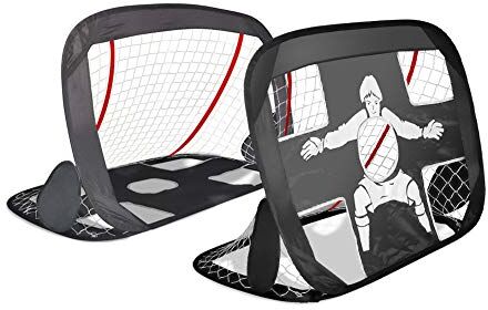 VOUNOT 2 Porte da Calcio Pieghevole, 2 in 1 Porta da Calcio per Bambini, Portatile e Pop Up, Porta e Bersaglio, 120 x 80 x 80 cm, Nero