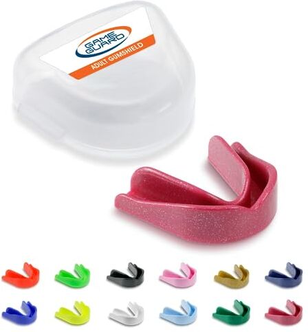 GAME GUARD paradenti/protezione gengivale – Paradenti/protezioni gengivali modellabili Colori a scelta – Adulto/Junior/Bambini/Bambini/Giovani – Approvato CE, Ottimo per sport scolastici, rugby hockey