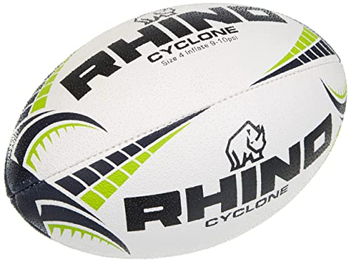 Rhino Cyclone Rugby Ball, bianco, misura 5