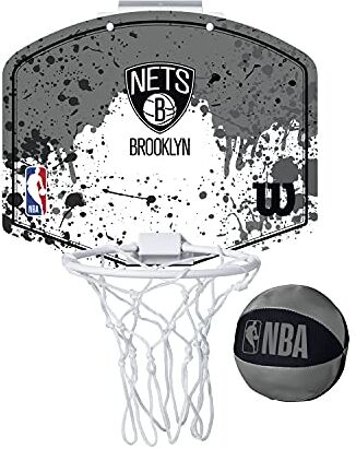 Wilson Minicanestro da Basket NBA TEAM MINI HOOP, Plastica, Bianco/Grigio (Brooklyn Nets)