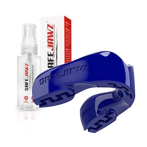 SAFEJAWZ Paradenti Sportivo e Spray disinfettante Pacchetto Taglia Unica Contatto Completo per Tutti Gli Sport, tra Cui Rugby, MMA, Hockey, Kickboxing Arti Marziali e Boxe