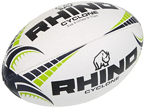 Rhino Cyclone Rugby Ball, bianco, misura 3