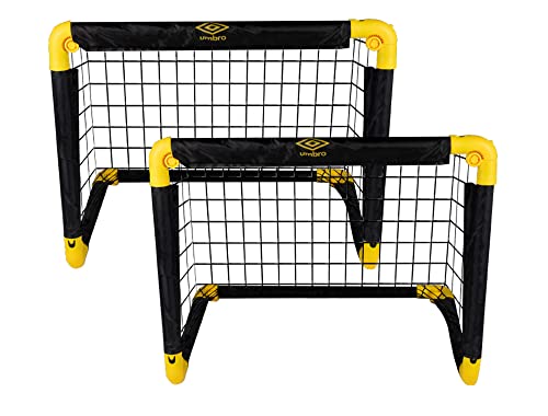 Umbro Porta da calcio per giardino, bambini e adulti, set di 2 cancelli pieghevoli, per interni ed esterni, 50 x 44 x 44 cm, nero/giallo