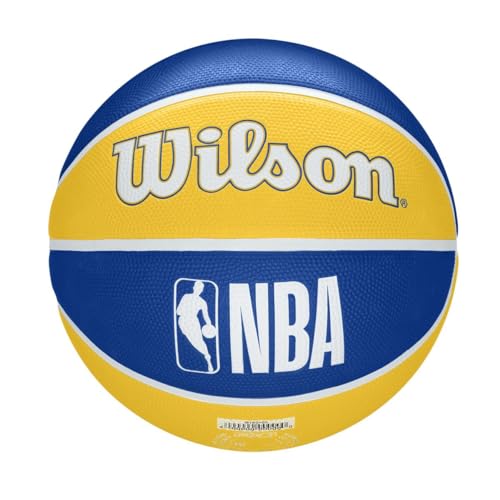 Wilson Pallone da Basket NBA TEAM TRIBUTE BSKT, Utilizzo Outdoor, Gomma, Misura 7, Giallo/Blu (Golden State Warriors)