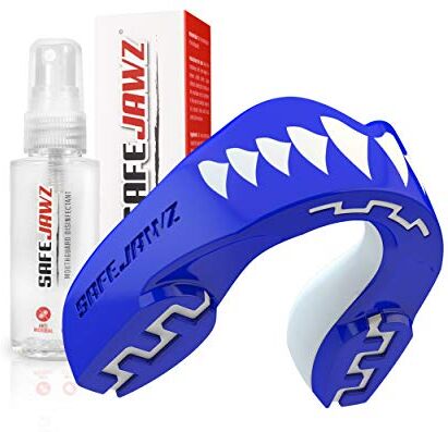 SAFEJAWZ Paradenti Sportivo e Spray disinfettante Pacchetto Taglia Unica Contatto Completo per Tutti Gli Sport, tra Cui Rugby, MMA, Hockey, Kickboxing Arti Marziali e Boxe