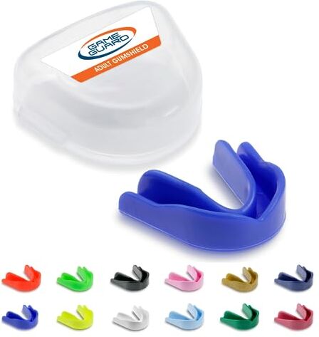 GAME GUARD paradenti/protezione gengivale – Paradenti/protezioni gengivali modellabili Colori a scelta – Adulto/Junior/Bambini/Bambini/Giovani – Approvato CE, Ottimo per sport scolastici, rugby hockey