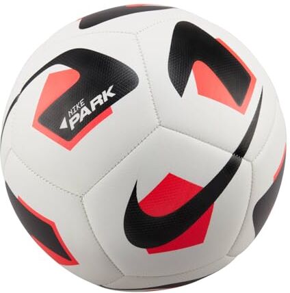 Nike DN3607-100 Park Pallone da calcio ricreativo Unisex Adulto WHITE/BRIGHT CRIMSON/BLACK Taglia 5