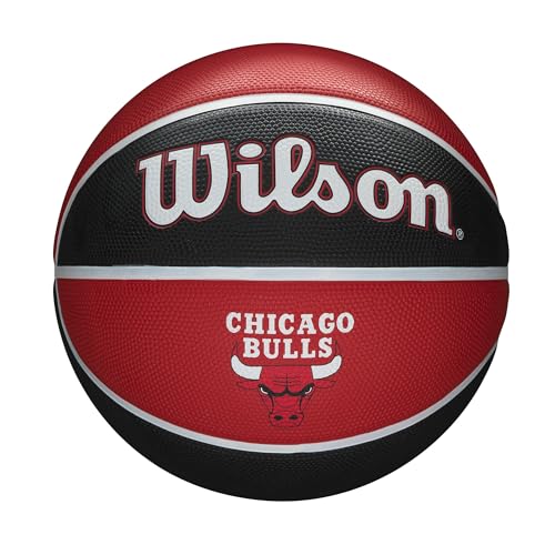 Wilson Pallone da Basket NBA TEAM TRIBUTE BSKT, Utilizzo Outdoor, Gomma, Misura 7, Rosso/Nero (Chicago Bulls)