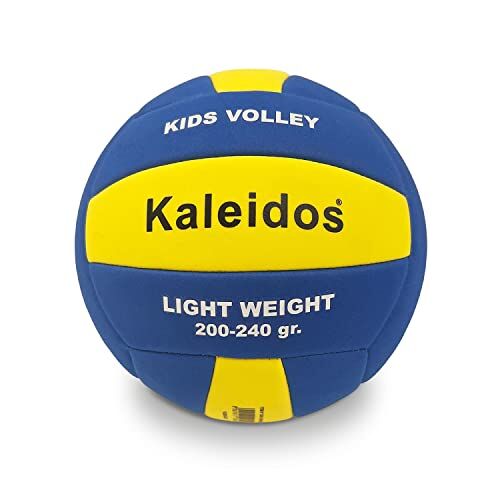 Mondo Sport Palla da Gioco Volley KIDS, Taglia 5 Indoor, Soft Touch Finta Pelle, 230 g, Colore Giallo, Blu