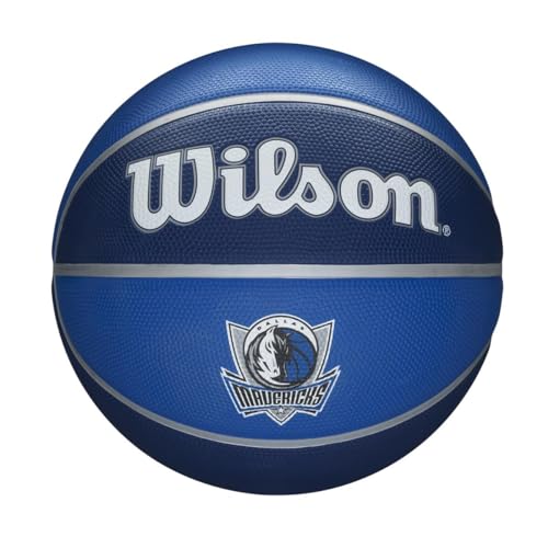 Wilson Pallone da Basket NBA TEAM TRIBUTE BSKT, Utilizzo Outdoor, Gomma, Misura 7, Blu/Blu Scuro (Dallas Mavericks)